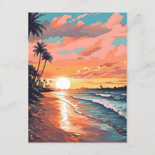 Tropical Beach Sunset Postcard