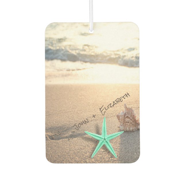 Tropical Beach,Sunset,Seashells Car Air Freshener (Front)