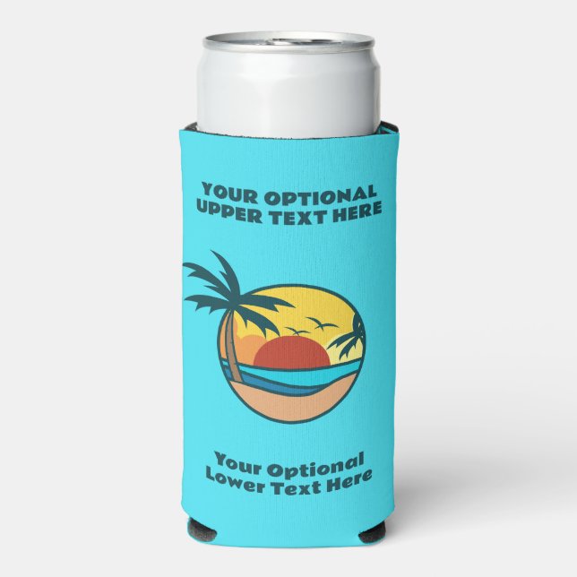 Tropical Beach Sunset Seltzer Can Cooler (Seltzer Front)