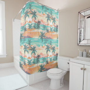 Tropical Beach Sunset Shower Curtain