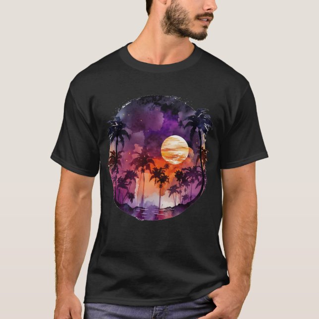 Tropical Beach Sunset T-Shirt (Front)