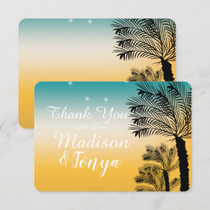 Tropical Beach Sunset THANK YOU Wedding Invitation