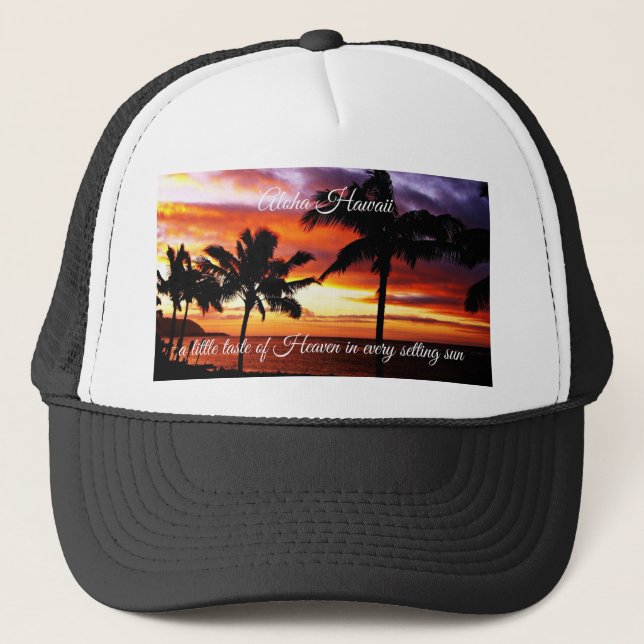 Tropical beach sunset trucker hat (Front)