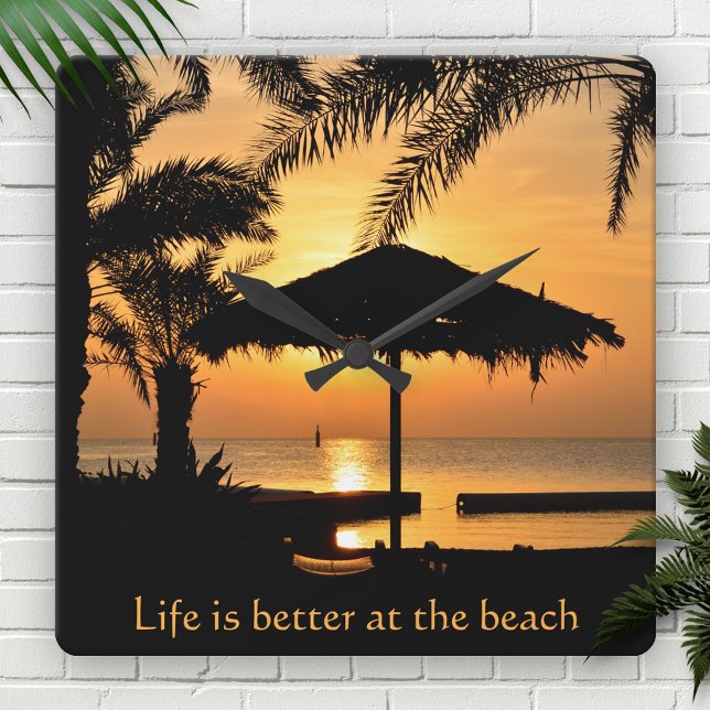 Tropical Beach Sunset Wall Clock (Creator Uploaded)