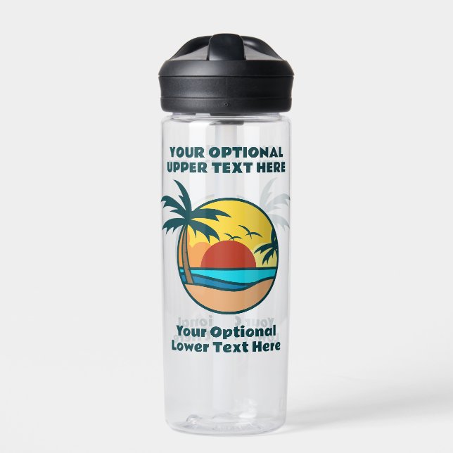 Tropical Beach Sunset Water Bottle (Front)