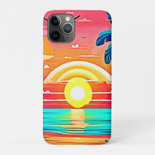 Tropical Beach Sunset with Rainbow iPhone 11 Pro Case