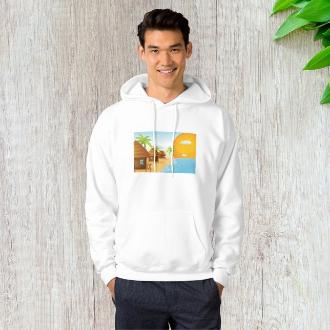 Tropical Beach Sunset with Thatched Huts  Hoodie (Creator Uploaded)