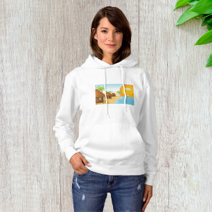 Tropical Beach Sunset with Thatched Huts Hoodie