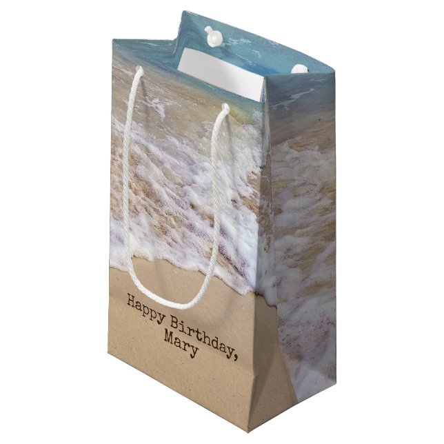 tropical beach surf on sand small gift bag (Front Angled)