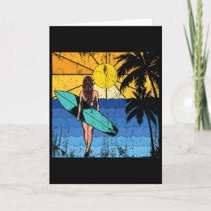Tropical Beach Surf Sunset Surfboard Surfer Ocean  Card