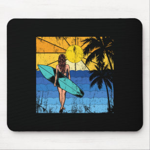 Tropical Beach Surf Sunset Surfboard Surfer Ocean Mouse Mat