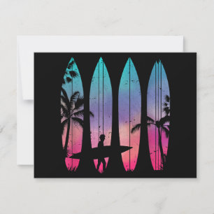 Tropical Beach Surf Surfboard Surfing Surfer Ocean Holiday Card