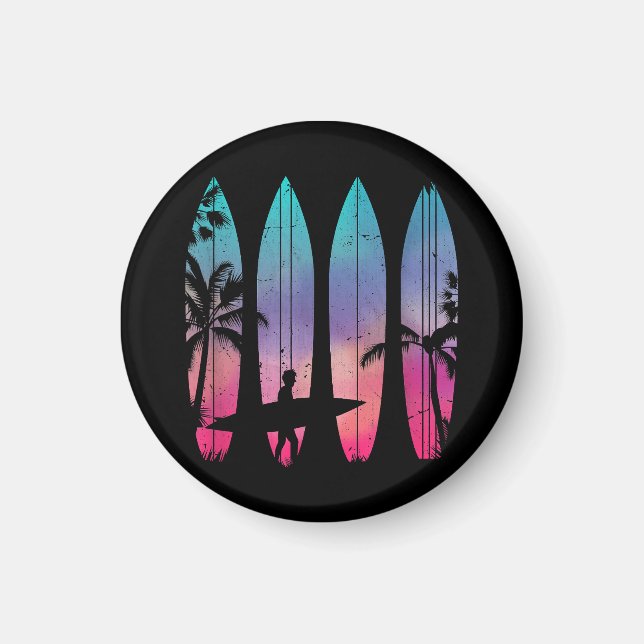 Tropical Beach Surf Surfboard Surfing Surfer Ocean Magnet (Front)