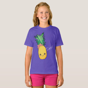 Tropical Beach Sweet Fruit Pineapple Kawaii Face T-Shirt