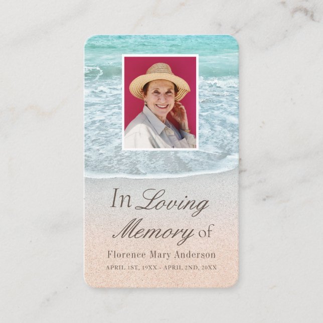 Tropical Beach Sympathy Memorial Photo Card (Front)