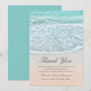 Tropical Beach Sympathy Memorial Thank You Card
