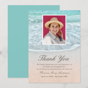 Tropical Beach Sympathy Memorial Thank You Photo Invitation