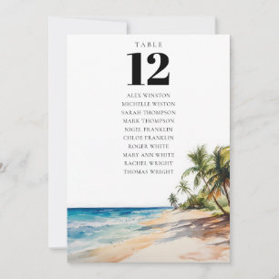 Tropical Beach Table Number Seating Chart