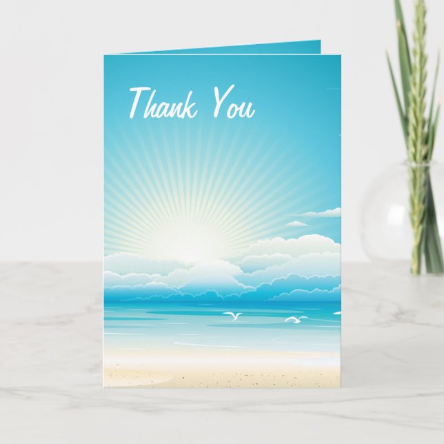 Tropical Beach Thank You Wedding  Card (Front)