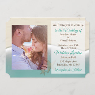 Tropical Beach Themed Photo Wedding Invites