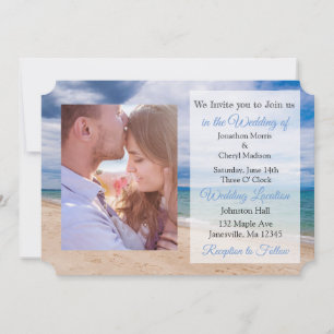 Tropical Beach Themed Photo Wedding Invites