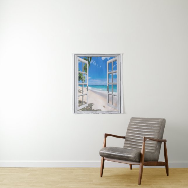 Tropical Beach Themed Wall Hanging Tapestry (In Situ)