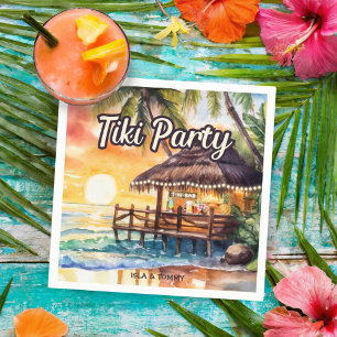 Tropical Beach Tiki Party Cocktail Napkin