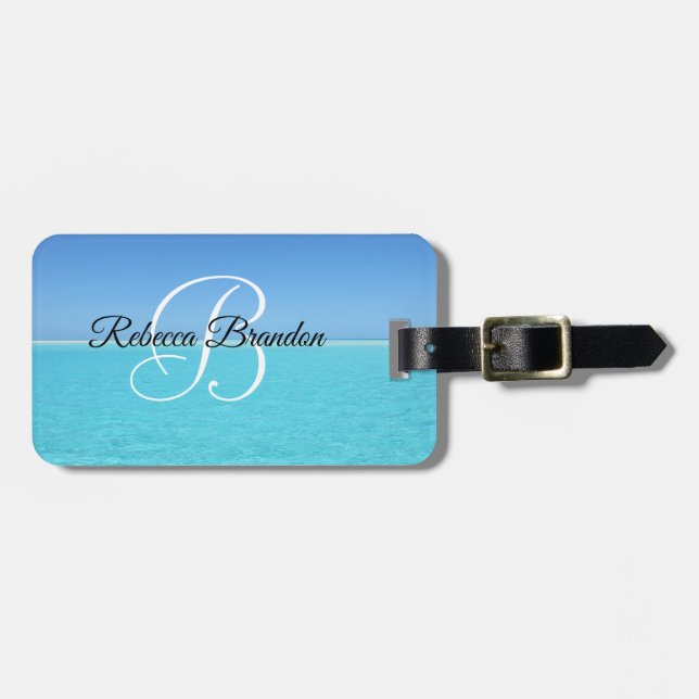 Tropical Beach Travel Holiday Monogram Luggage Tag (Front Horizontal)