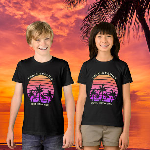 Tropical Beach Trip Custom Palm Tree Kids Tri-Blend Shirt