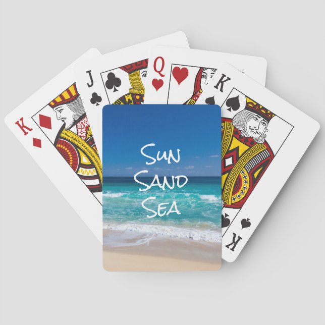 Tropical Beach Turquoise Water Sun Sand Sea Playing Cards (Back)