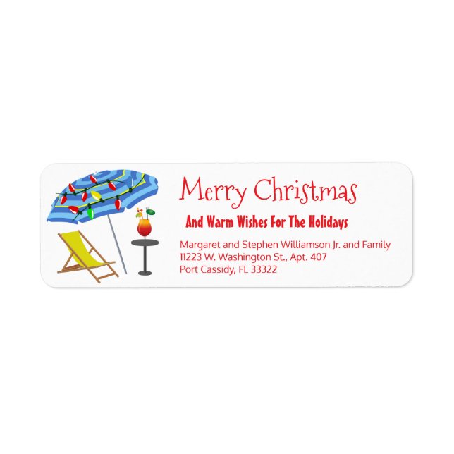 Tropical Beach Umbrella Drink Funny Christmas Fun (Front)