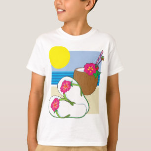Tropical Beach Vacation Coconut Flowers Flip Flops T-Shirt