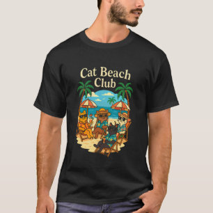 Tropical Beach Vacation Cool Cats Funny Summer Vib T-Shirt