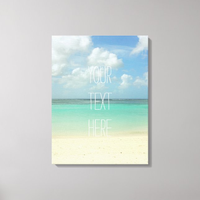 Tropical Beach Vacation Customisable Quote Canvas Print (Front)