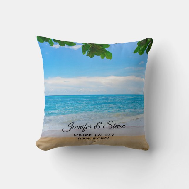 Tropical Beach Vacation Island Wedding Cushion (Front)
