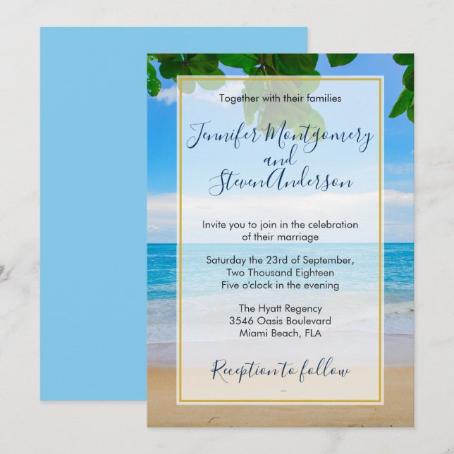 Tropical Beach Vacation Island Wedding Invitation (Front/Back)