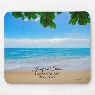 Tropical Beach Vacation Island Wedding Mouse Mat