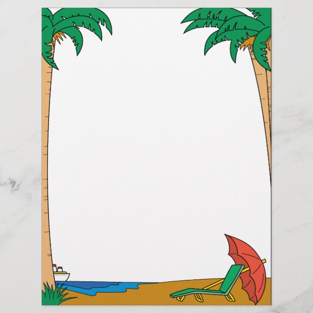 Tropical Beach Vacation Letterhead (Front)