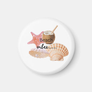 Tropical Beach Vibes Seashell Collage magnet Tropi