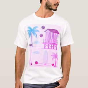 Tropical Beach Vibes: Surfboards, Palms, and Cocon T-Shirt