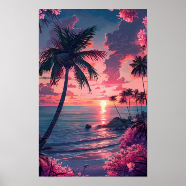 Tropical Beach View Wall Art Poster (Front)