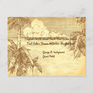 Tropical Beach Vintage Etching Test Postcard