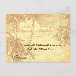 Tropical Beach Vintage Etching Test Postcard