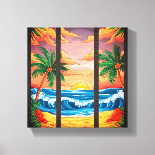 Tropical Beach Wall Art Premium Wrapped Canvas