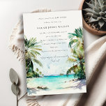 Tropical Beach Watercolor Palm Trees Baby Shower Invitation<br><div class="desc">Tropical Watercolor Palm Trees Theme Collection.- it's an elegant script watercolor Illustration of tropical palm tress on beach perfect for your tropical beachy wedding & parties. It’s very easy to customise,  with your personal details. If you need any other matching product or customisation,  kindly message via Zazzle.</div>