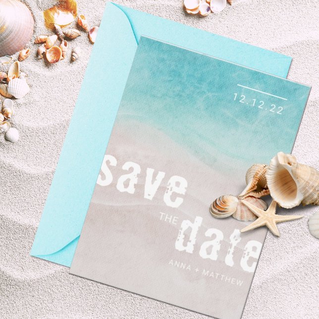 Tropical Beach Watercolor Wedding Save The Date (Creator Uploaded)