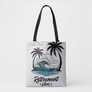 Tropical Beach Wave & Palm Tree Tote Bag