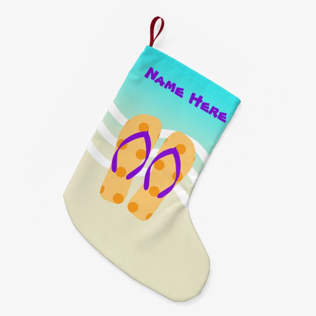 Tropical Beach Waves Christmas Holiday Small Christmas Stocking (Front (Hanging))