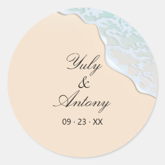 Tropical Beach Waves Coastal Classic Round Sticker