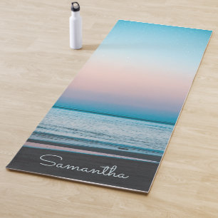 Tropical Beach Waves Modern Personalised  Yoga Mat
